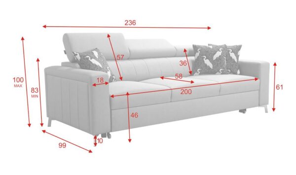 BALTICO sofa with cushions, elegant and comfortable