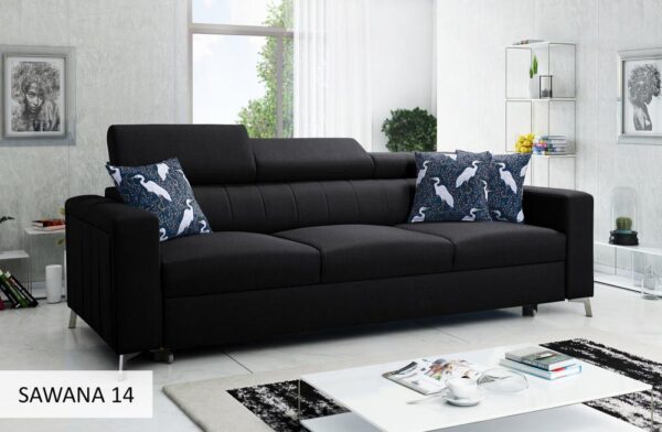 Front view of BALTICO sofa with headrests fully upright