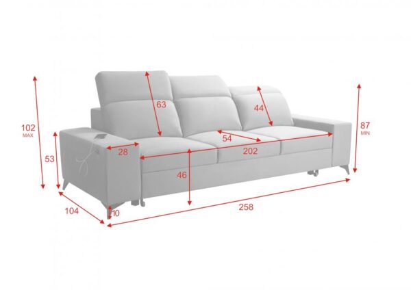 BARTONE sofa with adjustable headrests feature