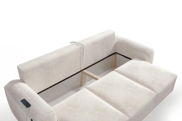 Detailed fabric and cushioning of BERNO sofa bed.
