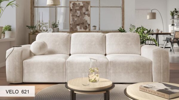 BERNO sofa bed from an elevated angle, showcasing structure.