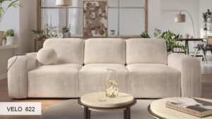 BERNO modern sofa bed with elegant fabric upholstery.