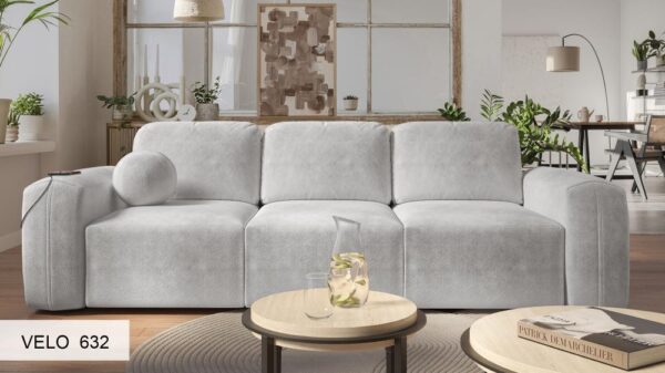 Another view of BERNO sofa bed fully deployed for sleep.