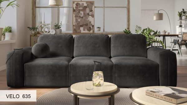 Freestanding BERNO sofa bed, rear view, for open spaces.