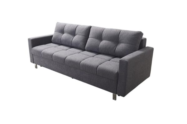Carmen Sofa Bed in stylish grey fabric, perfect for guest rooms.