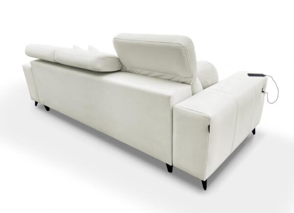 DAFNE sofa corner detail, highlighting stitching and modern style