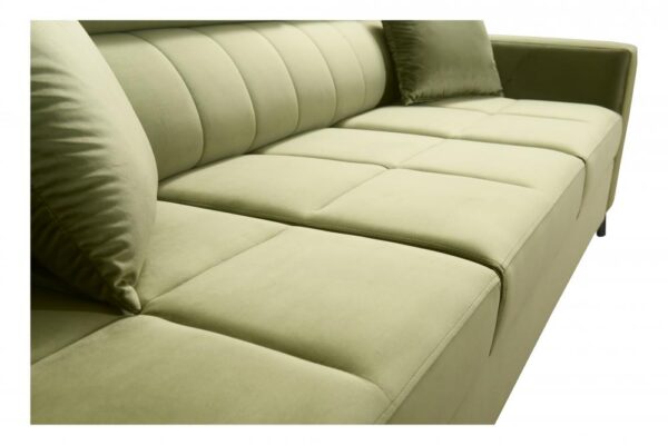 Sofa SIDE showing detailed texture of its premium fabric upholstery