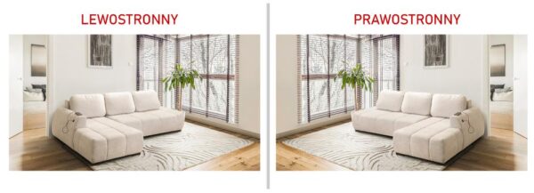 Side view of Fresco corner sofa with chrome feet