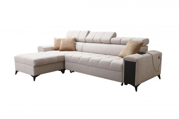 Overview of GRECO I MAXI modern corner sofa with adjustable headrests