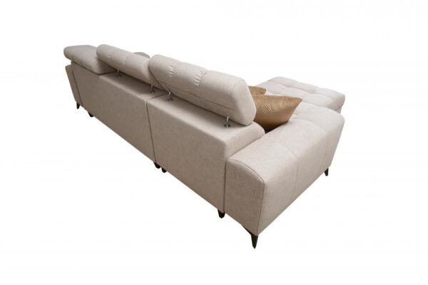 Detail of GRECO I MAXI corner sofa showing storage compartment and USB