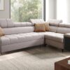 GRECO II modern corner sofa with adjustable headrests and integrated USB port