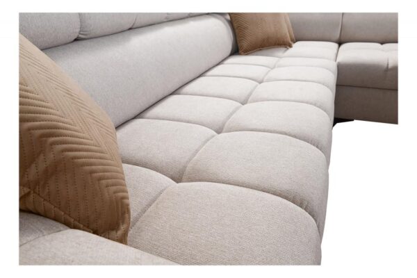 GRECO II sofa's front view, emphasizing its contemporary silhouette