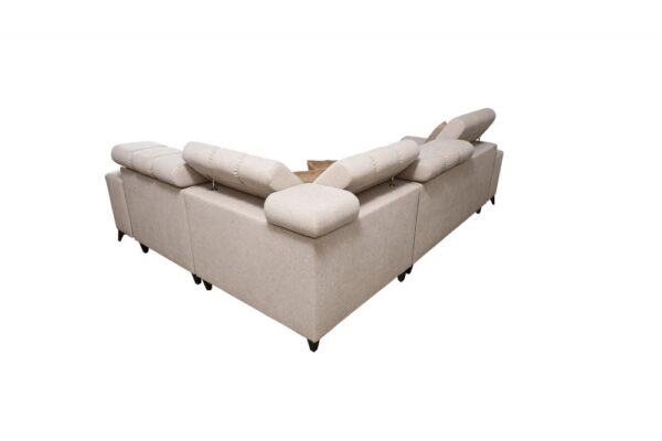 GRECO II sofa showing adjustable headrest in a raised position for comfort