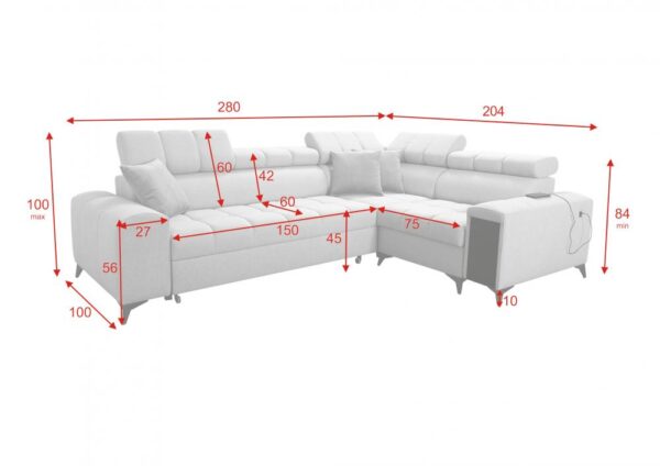 Overhead view of GRECO II sofa highlighting its generous seating area