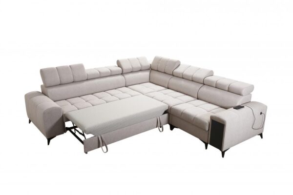GRECO III corner sofa from an elevated view, elegant fabric