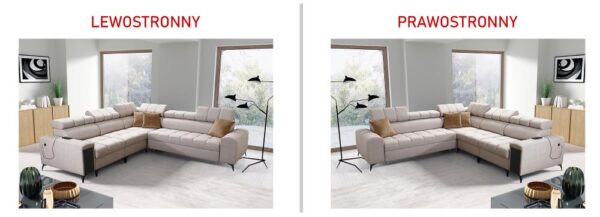 GRECO III corner sofa with chrome metal feet, contemporary style