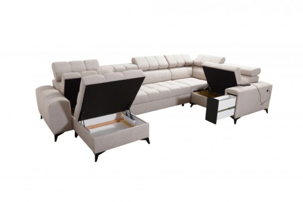 Side view of GRECO IV MAXI corner sofa in luxurious fabric