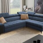 Greco VII sofa with a classic black wooden shelf, offering a traditional look.