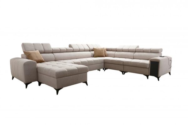 GRECO VIII Corner Sofa | Close-up of adjustable headrests and fabric texture