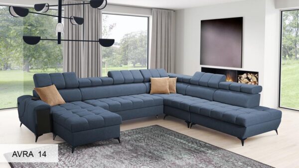 GRECO X sofa showing internal storage compartment access