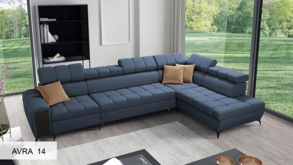 GRECO XI corner sofa featuring the Oak Lancelot shelf option