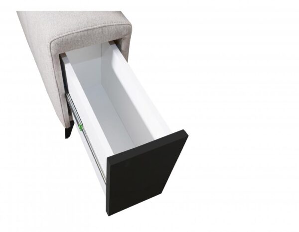 GRECO XIII corner sofa with an upholstered shelf option, custom fabric detail