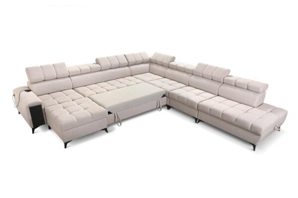 GRECO XIII sectional sofa with functional chaise lounge and wooden feet options