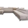 GRECO XIII L-shaped sofa with adjustable headrests in grey fabric