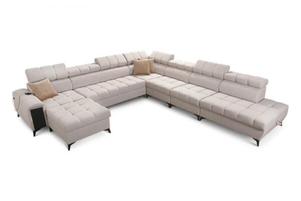 GRECO XIII luxurious corner sofa with integrated storage and USB port