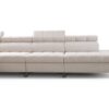 GRECO XIII corner sofa showcasing different shelf finishes in wood and laminate