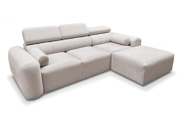 VOLARE I corner sofa in a light fabric, showcasing contemporary style