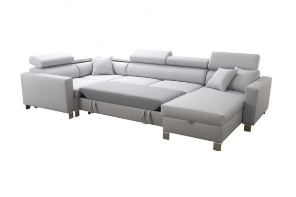 Detailed view of LORETTO V sofa integrated corner shelf