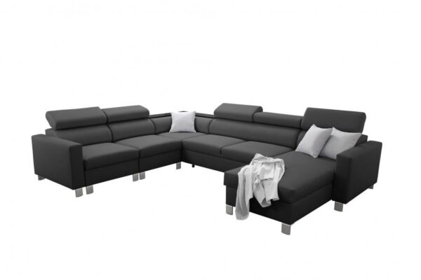 LORETTO VII corner sofa with adjustable headrests, angled view