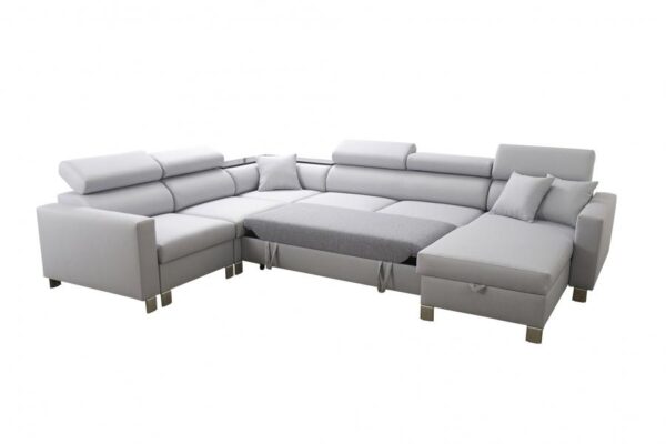 LORETTO VII sofa showing integrated corner shelf and storage