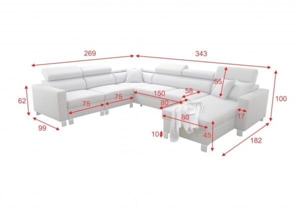 Close-up of LORETTO VII sofa's adjustable headrest mechanism