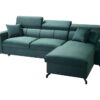Spacious grey Veneto I corner sofa, showcasing adjustable headrests