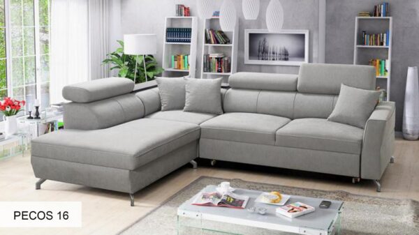 Modern VENETO III left-hand facing corner sofa with adjustable headrests