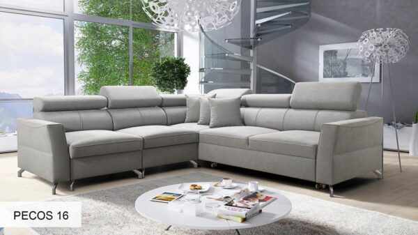 Modern U-shaped corner sofa with adjustable headrests