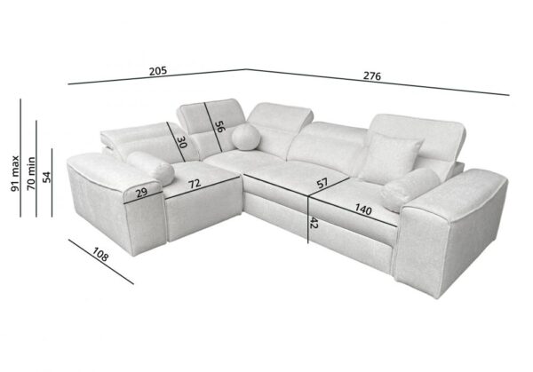 Detailed view of VITO II Corner Sofa's adjustable headrest mechanism in use