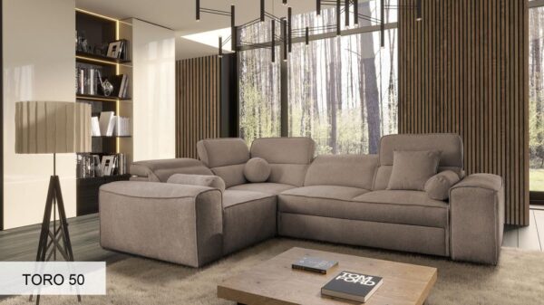VITO II Corner Sofa back view, showing its elegant finished upholstery for freestanding placement