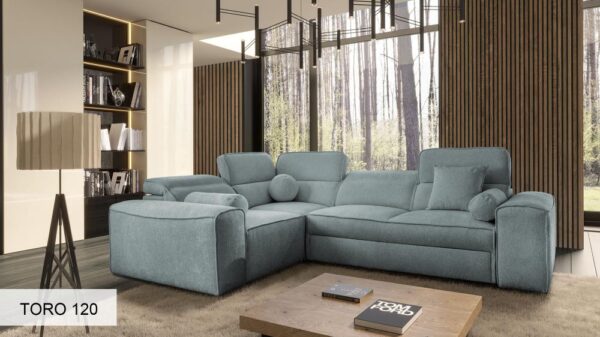 Close-up of the VITO II Corner Sofa's sturdy wooden feet and base