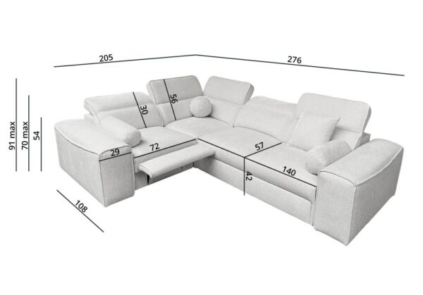 VITO II corner sofa, displaying the spacious pull-out sleeping area