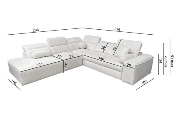 Perspective view of VITO IX corner sofa in a light interior