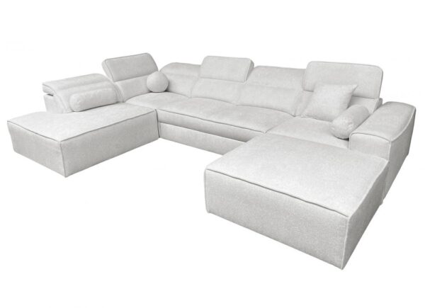 VITO VI large corner sofa, modern design, adjustable headrests, light upholstery