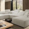 VITO VI corner sofa, front view, showcasing decorative cushions and robust construction