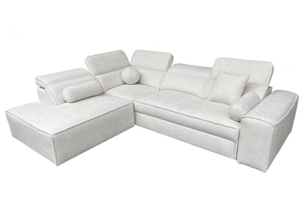 Close-up of VITO VII corner sofa showing fabric texture and adjustable headrest