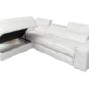 Detailed view of VITO VII sofa's elegant armrest and base design