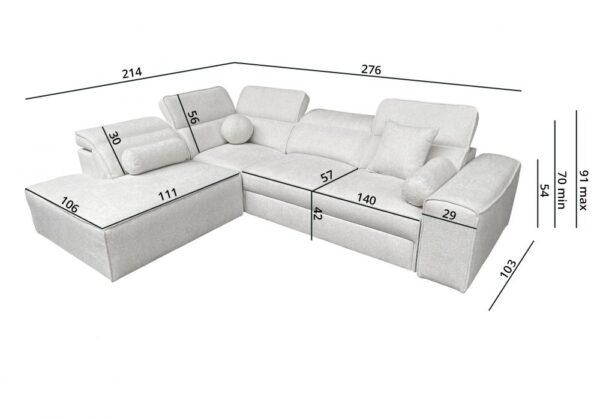 VITO VII sofa's sleeping function extended, demonstrating large bed area