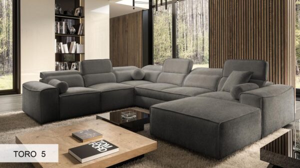 View of the VITO VIII corner sofa's sturdy base and leg design