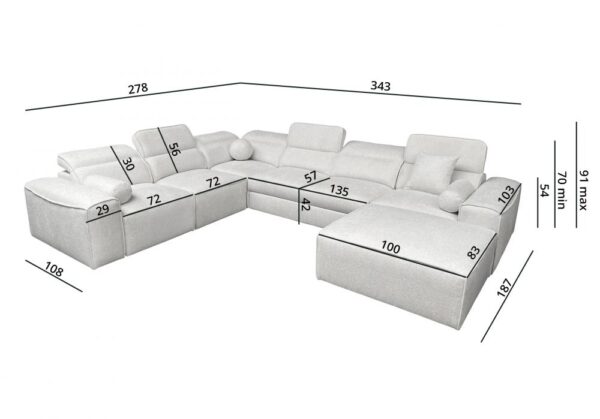 VITO VIII corner sofa shown in a different fabric option, front view